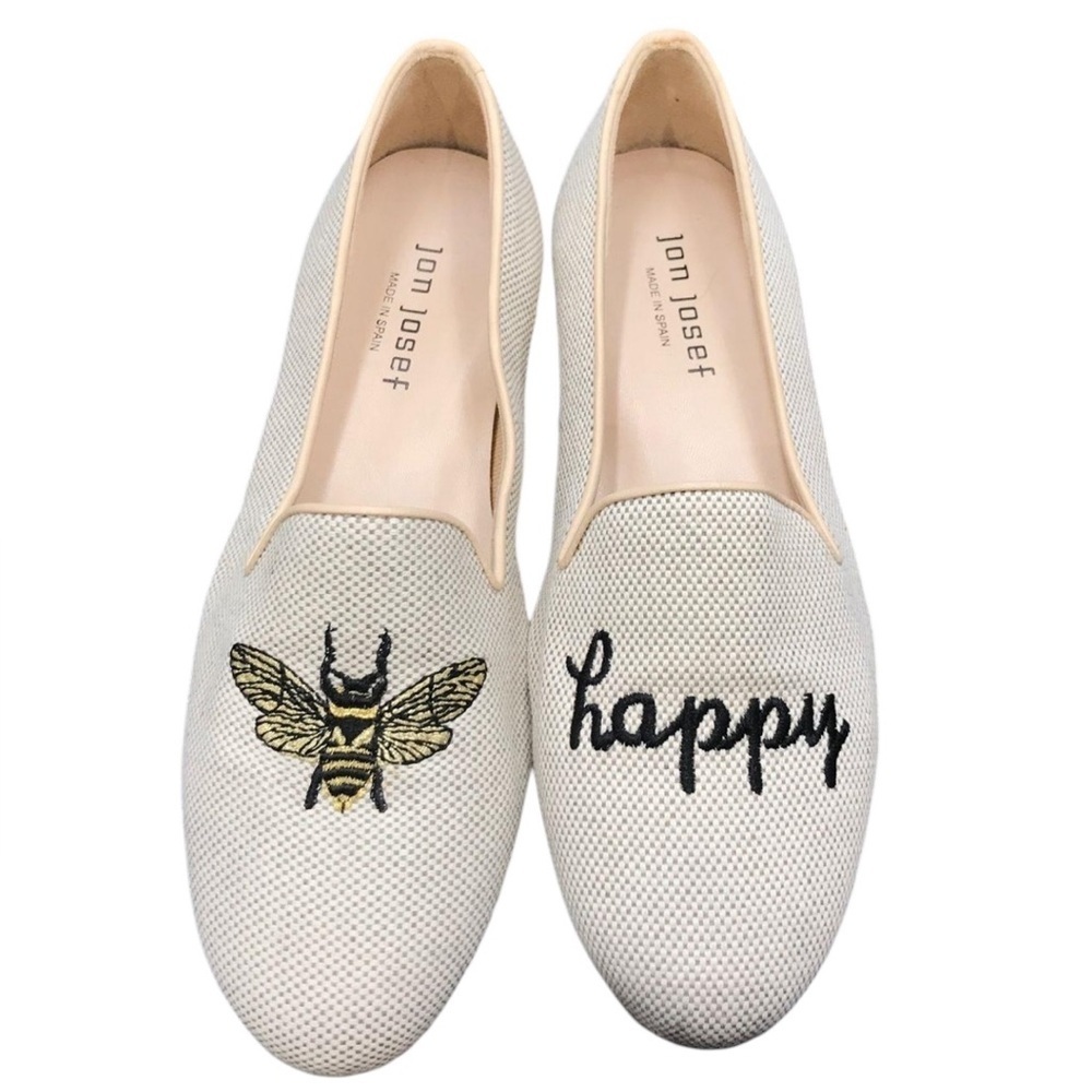 Jon Josef Gatsby Bee Happy Slip-On Flats Women’s Loafers White Size 6.5